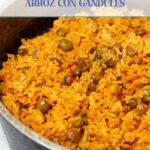 Arroz con gandules in a caldero.