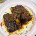 Oven Braised Short Ribs over mashed potatoes.