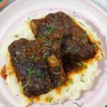 Oven Braised Short Ribs over mashed potatoes.