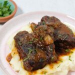 Oven Braised Short Ribs over mashed potatoes.