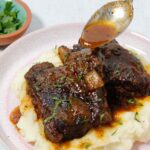 Oven Braised Short Ribs over mashed potatoes.