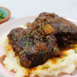 Oven Braised Short Ribs over mashed potatoes.