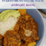 plate of rabo guisado; puerto rican oxtail stew