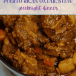 pot of rabo guisado; puerto rican oxtail stew