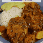 plate of rabo guisado; puerto rican oxtail stew